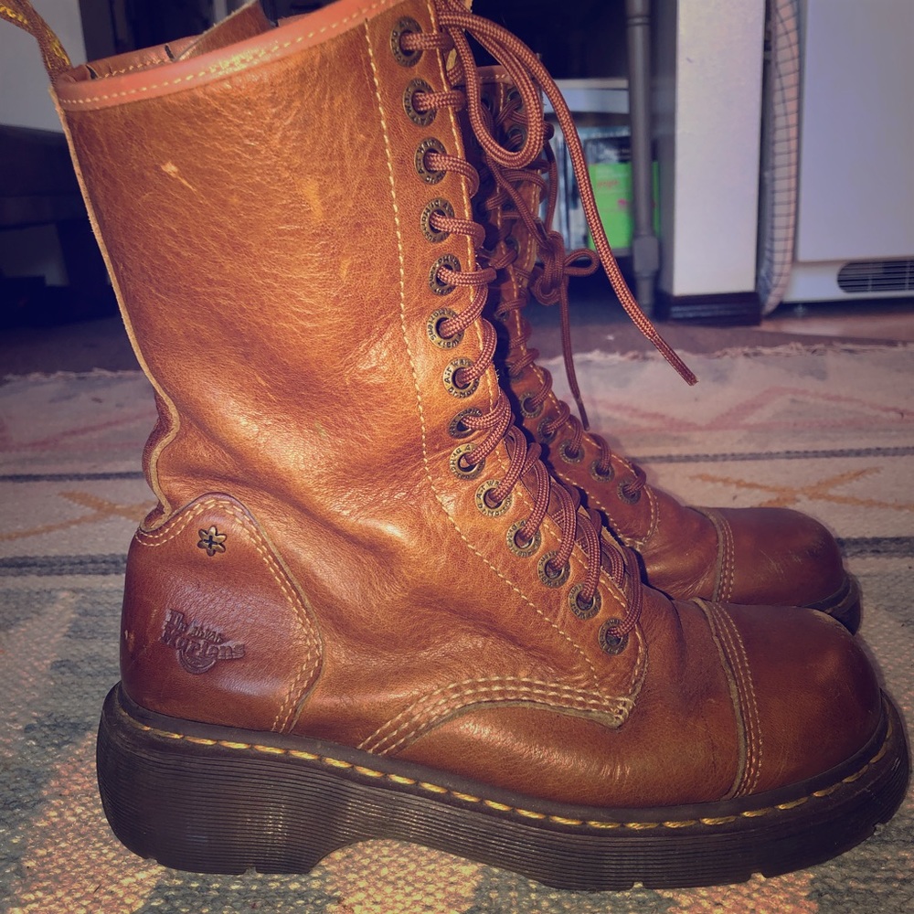 Light brown Dr. Martens Miranda boots
